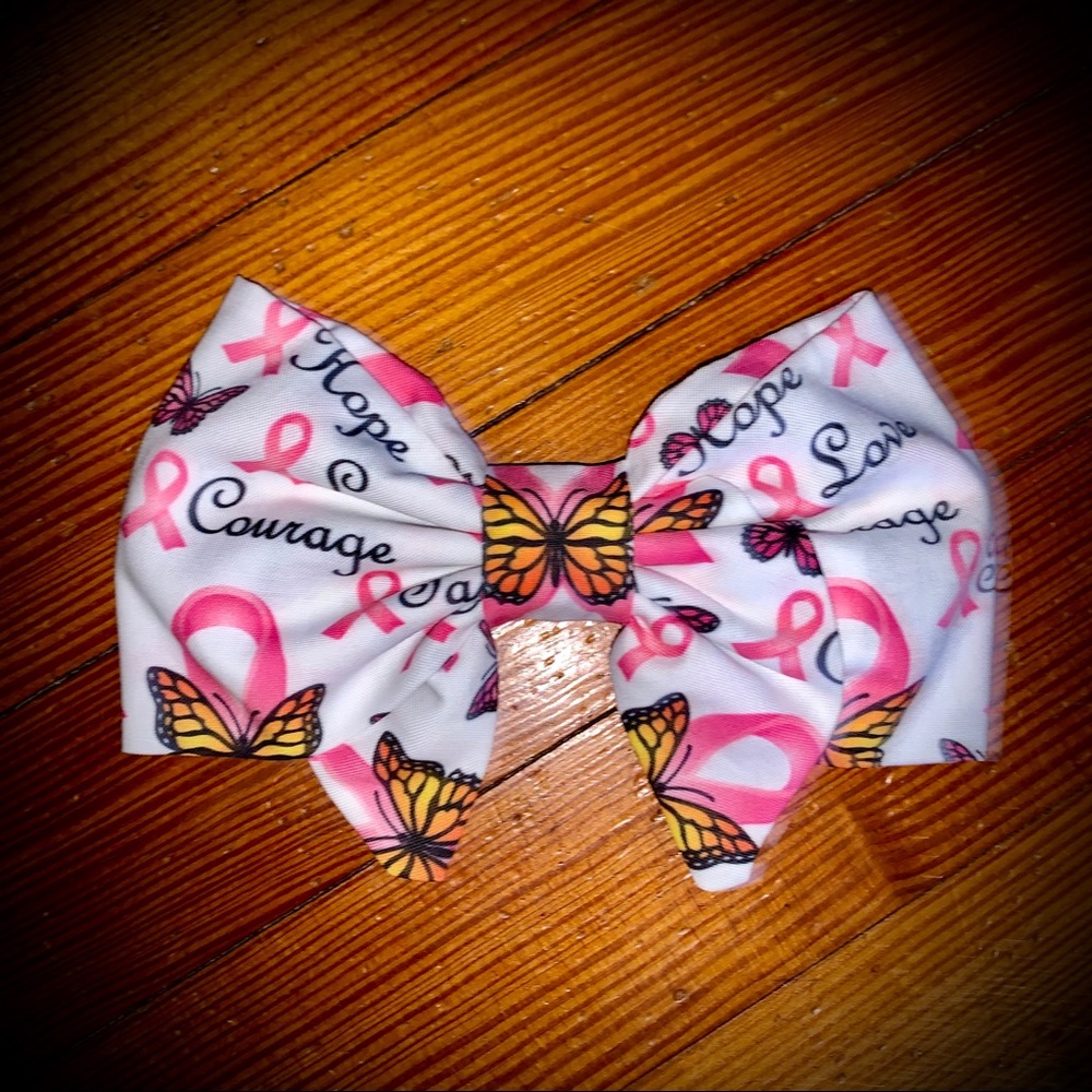 Breast Cancer awareness pink ribbon hair bow